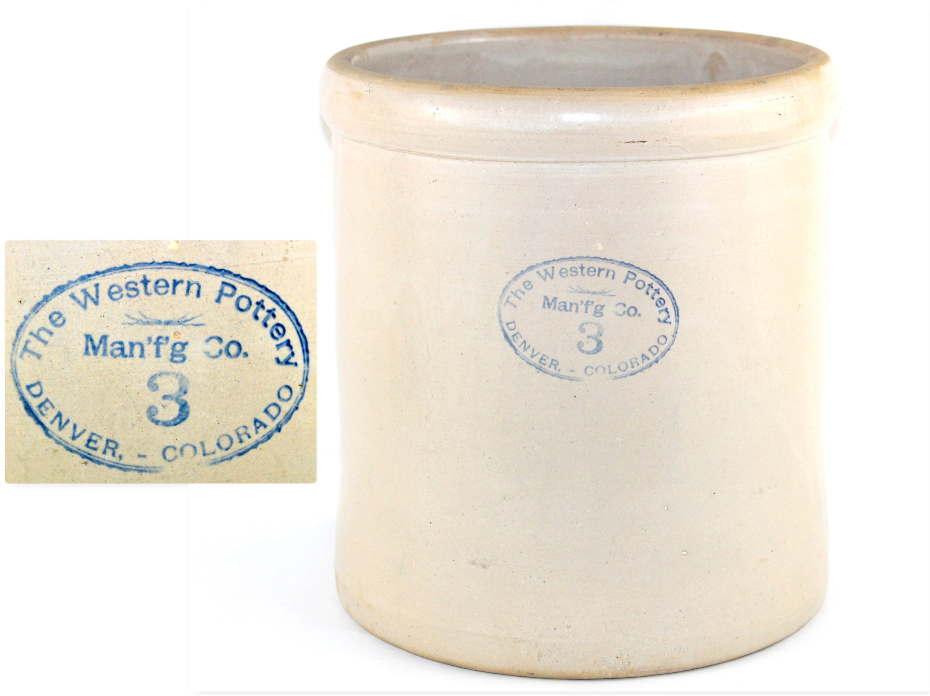 Antique 1920s The Western Pottery Co. Denver Colorado 3Gallon Crock
