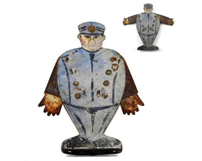 1925 License Plate Topper, Traffic Cop Raising Arms, Stop Signal