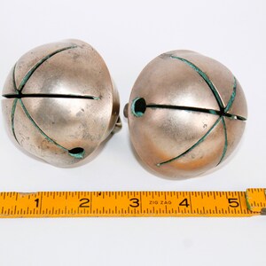 Two Antique Sleigh Bells, Solid Brass image 5