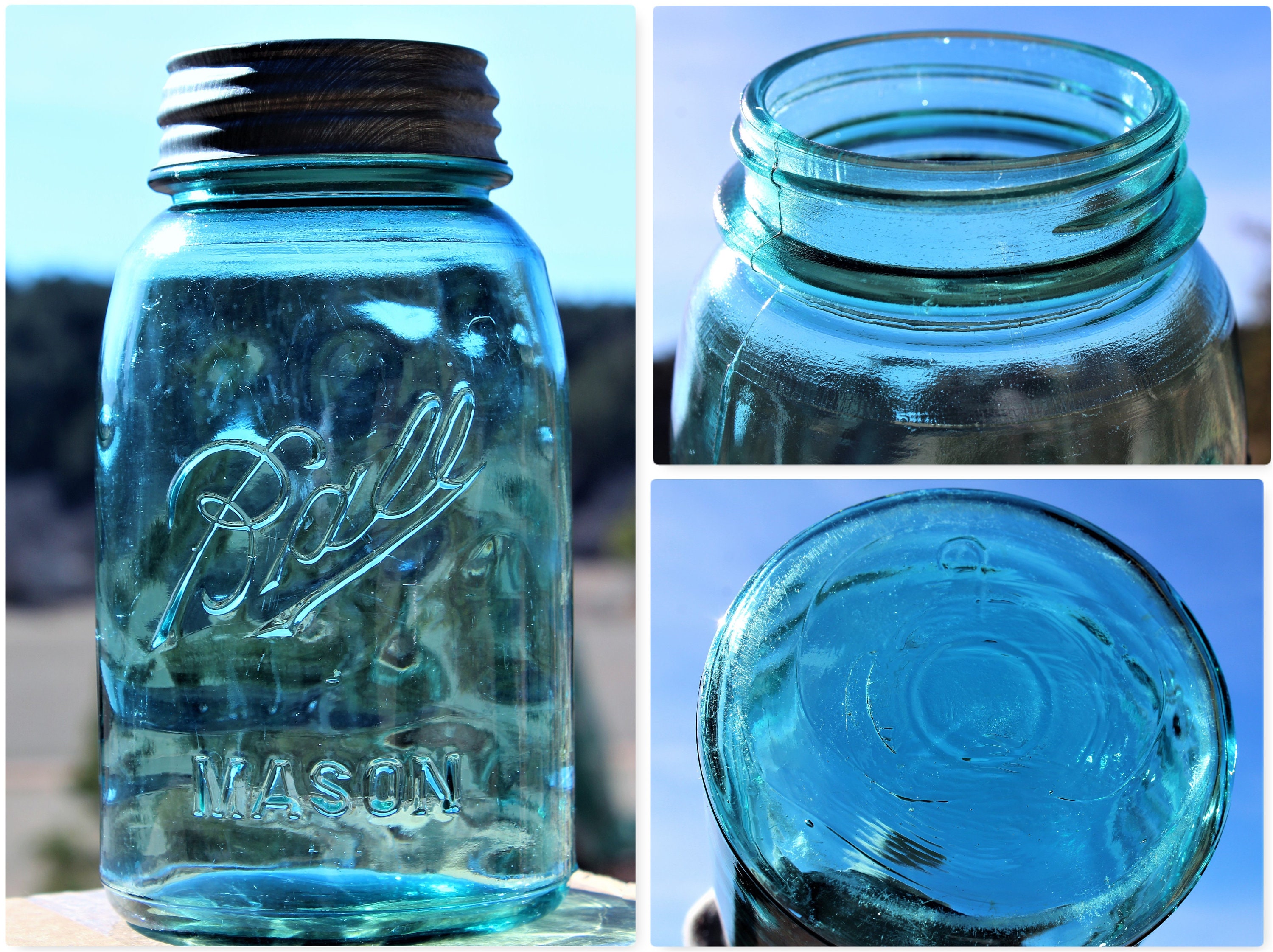 Antique Ball Ideal Canning Jars - Quart and Pint Sizes - 8 Jars Available  circa 1923-1962