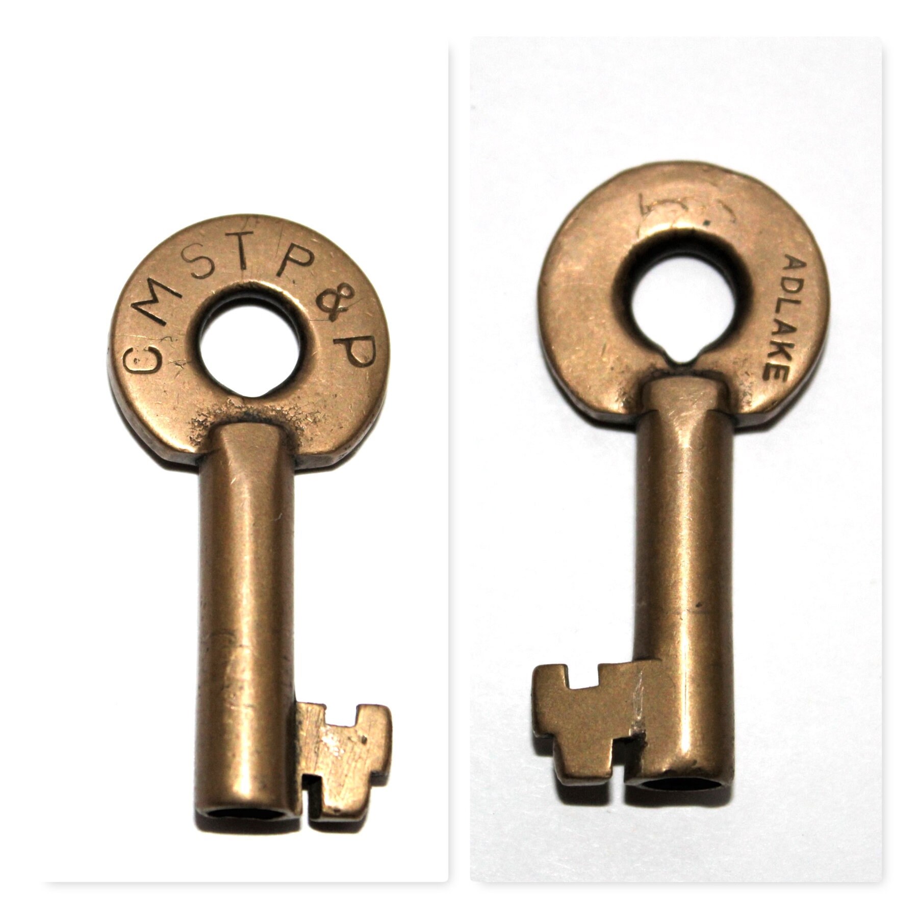 Adlake Brass Barrel Key, C M ST P & P, Chicago, Milwaukee, St. Paul and