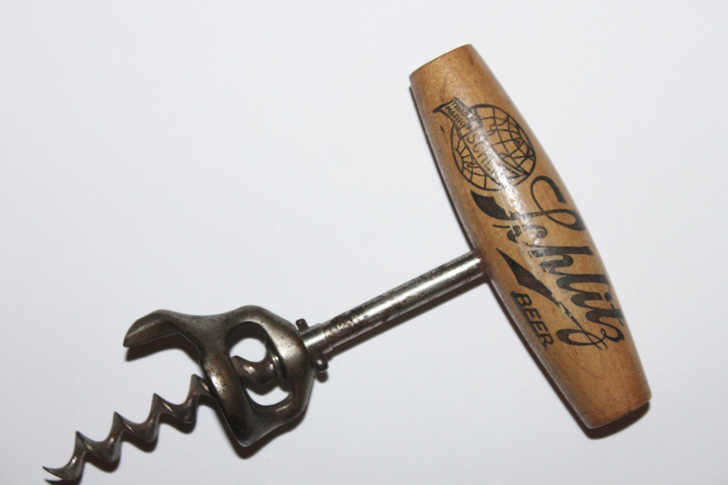 Antique Late 1800s Schlitz Beer Bottle Opener Corkscrew, Schlitz Brewing Co. Milwaukee USA Corkscrew