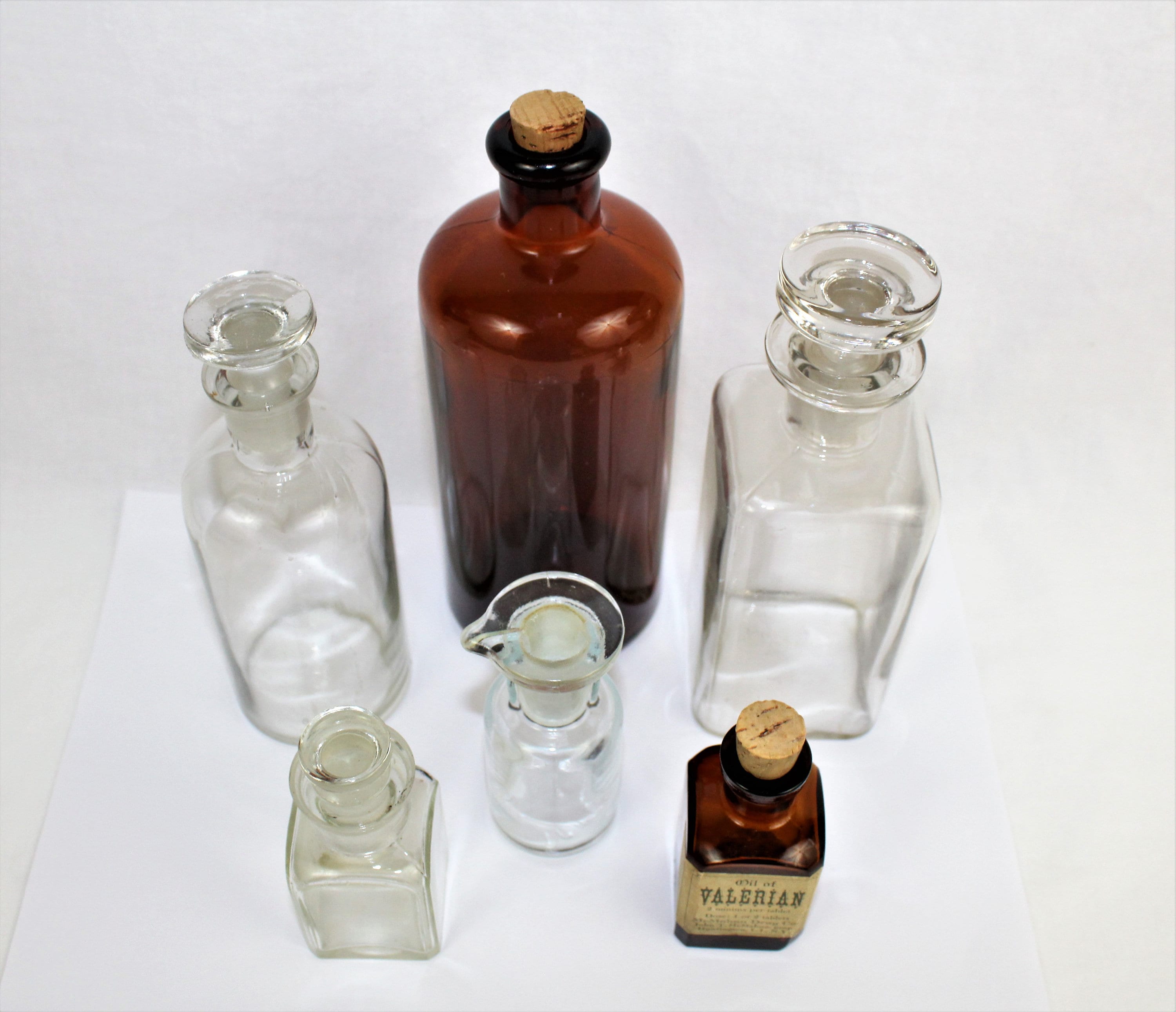 Antique Apothecary Bottles, Collection of Six Apothecary Bottles