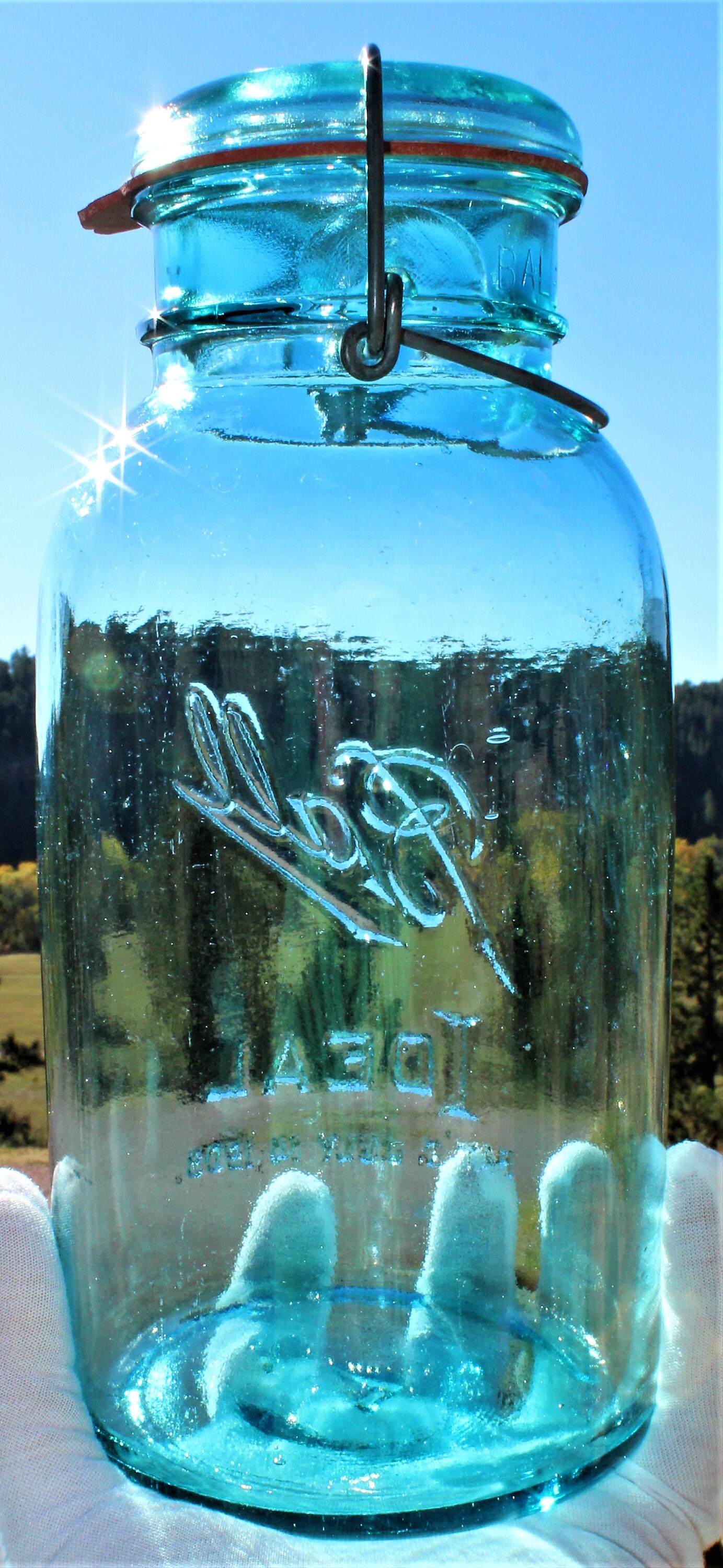 Blue Half Gallon Size Ball Ideal Fruit Jar With Glass Lid Half Gallon 