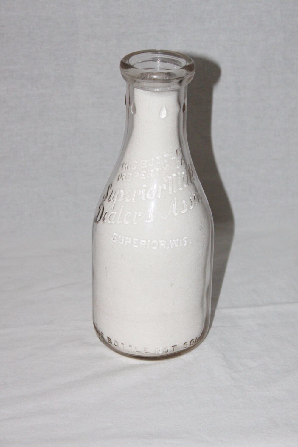 Vintage Glass One Quart Milk Bottle, Superior Milk Dealers Assn