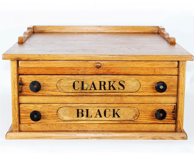 Antique Clarks Thread Spool Cabinet - Vintage Mercantile Store Display Sewing Drawer Cabinet