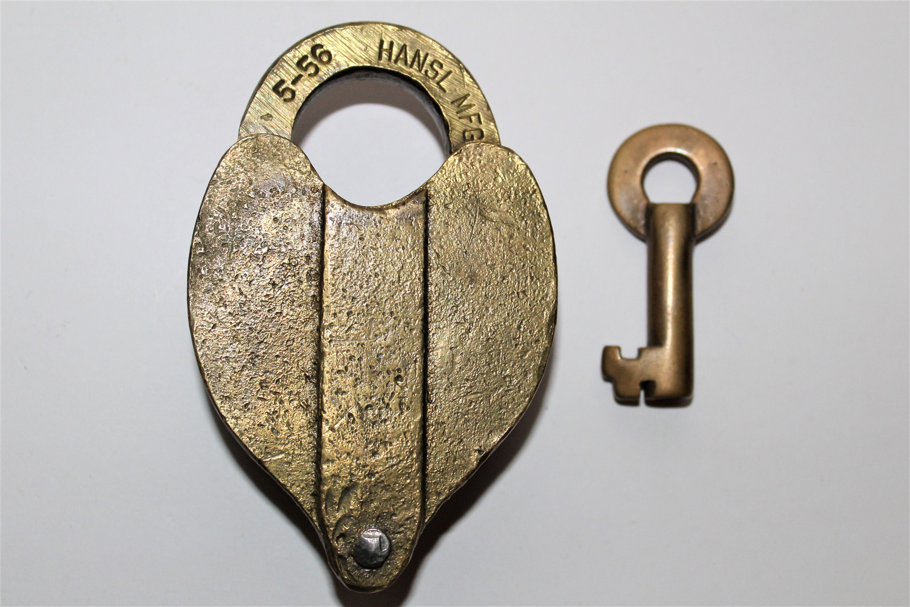1950s Hansel Brass Padlock with Matching Key CM ST P & P RR Chicago