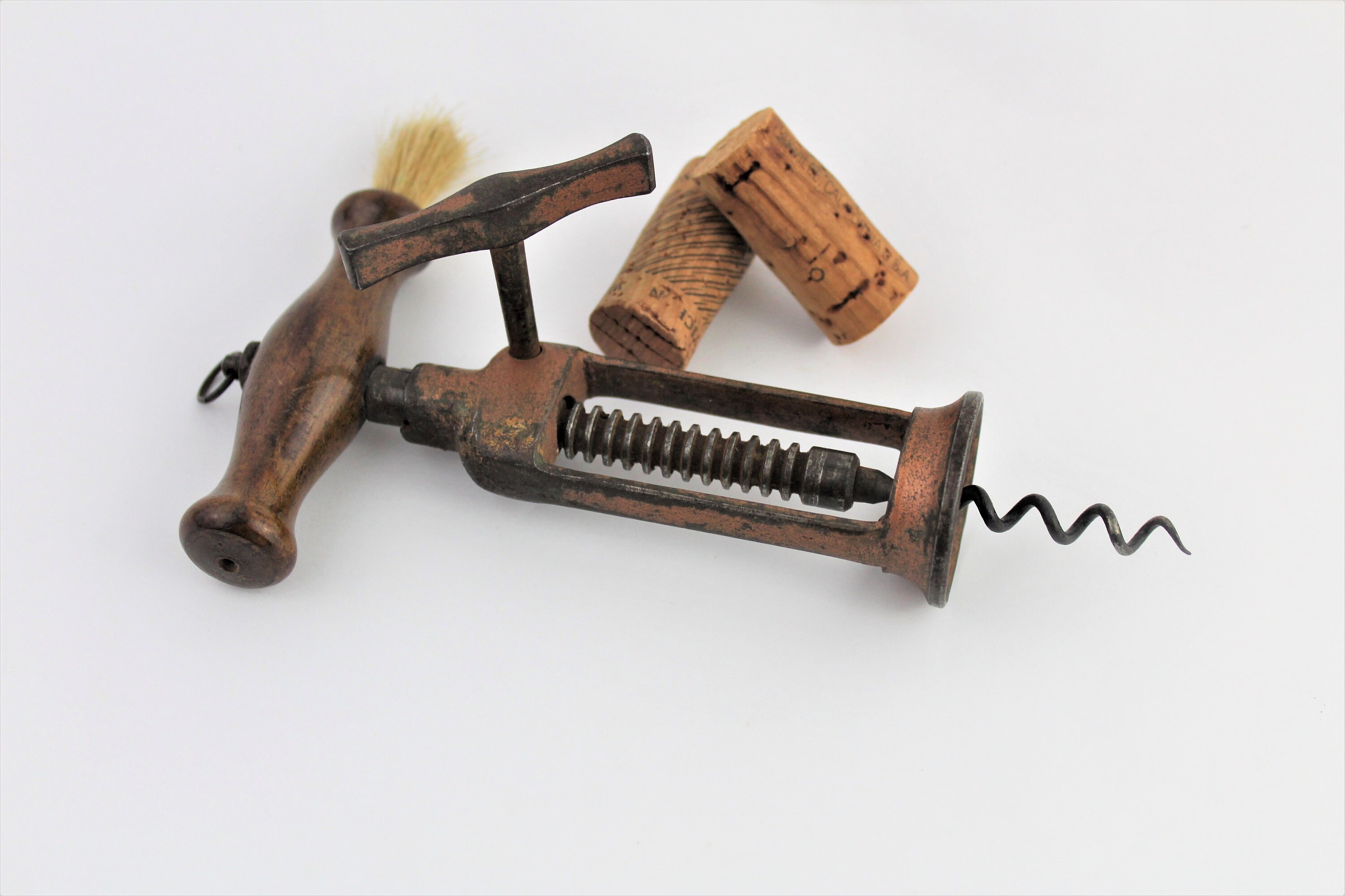 Antique Corkscrew, 1850s English Rack & Pinion design corkscrew, Wine