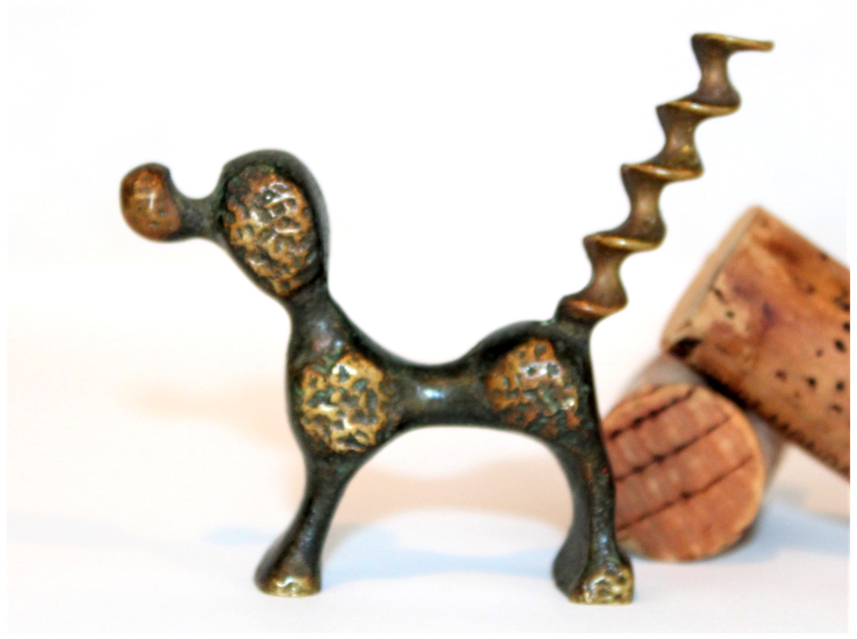 Vintage Brass White Elephant Corkscrew – Patina Metal Wine Bottle Opener, Funny Holiday Gag Gift