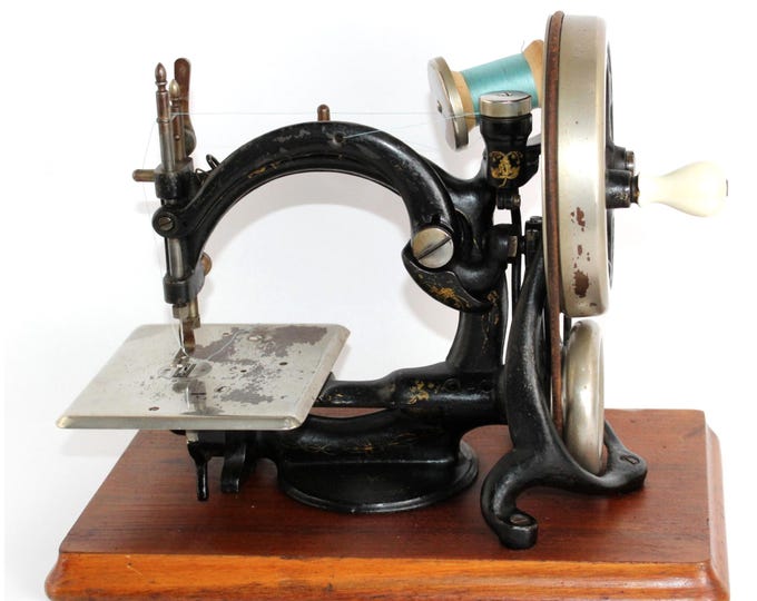 Antique 1860s Willcox and Gibbs Sewing Machine, Hand Crank Sewing