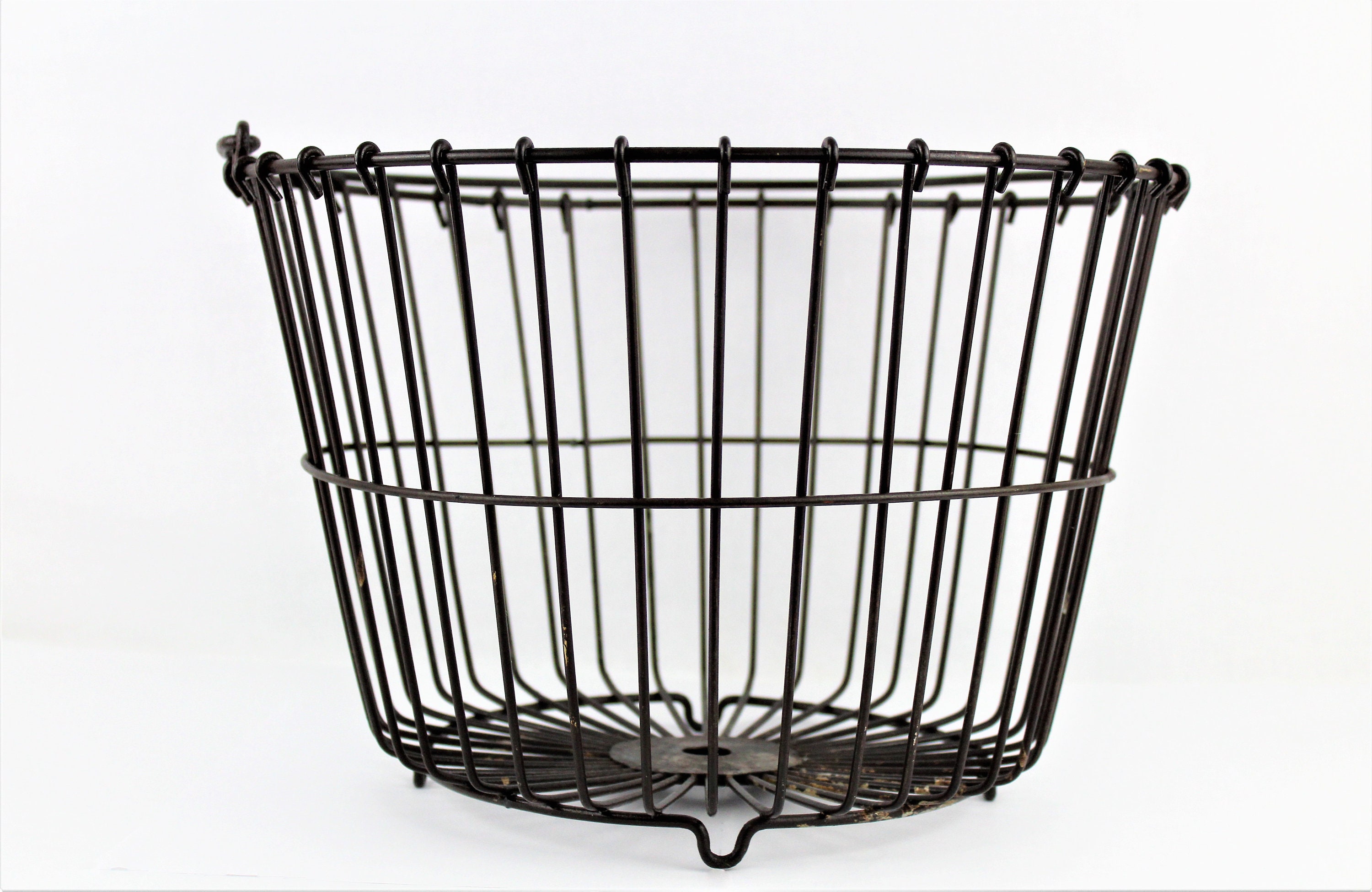 Vintage Farm Basket, Wire Basket, Egg Gathering Basket, Rustic Wire Basket