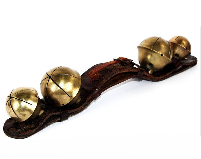 Antique Swedish Brass Rump Bells, Sleigh Bells, Holiday Christmas Decor