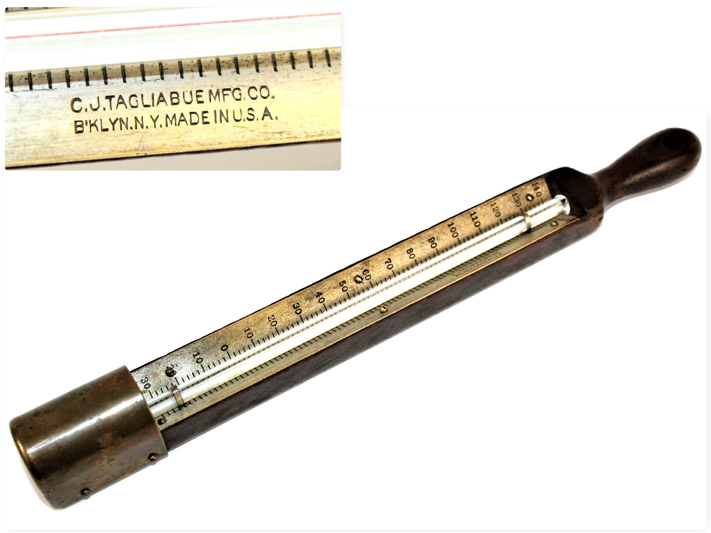 Antique Thermometer, C. J. Tagliabue Thermometer, Mercury Thermometer