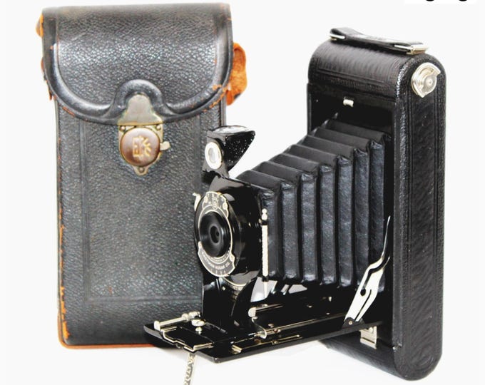 Antique 1920s Kodak Camera, No. 2C Pocket Folding Camera with Carry Case
