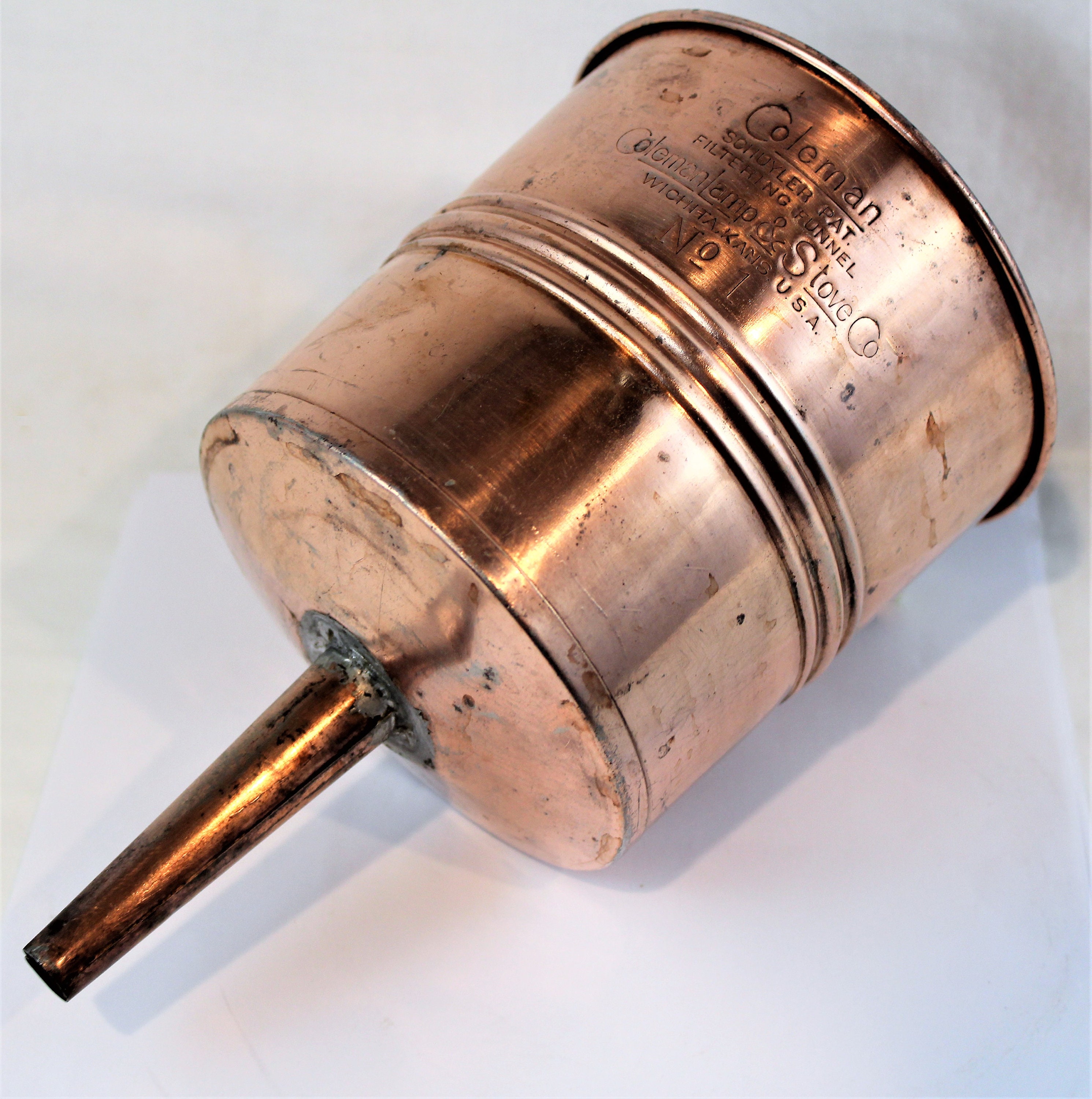 Coleman Lamp & Stove Co, No 1 Copper filter funnel, Schuyler Coleman Lamp & Stove Co, No 1 Copper filter funnel, Schuyler