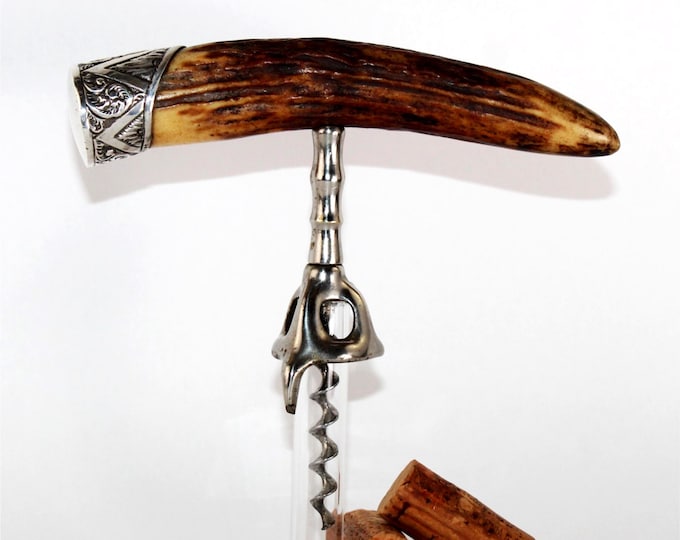 Antique English Sterling Silver Corkscrew, Wine Bottle Opener