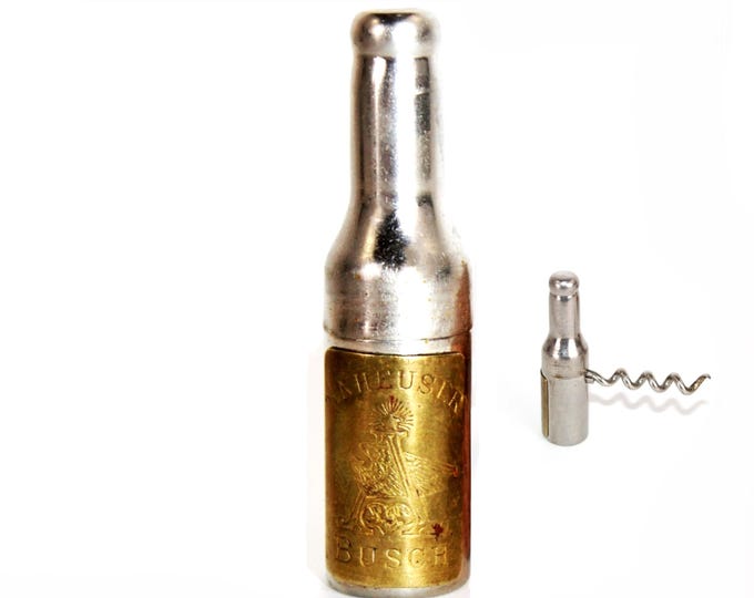 Antique 1890s, Anheuser Busch Bottle with Hidden Corkscrew, Breweriana, Beer Advertising