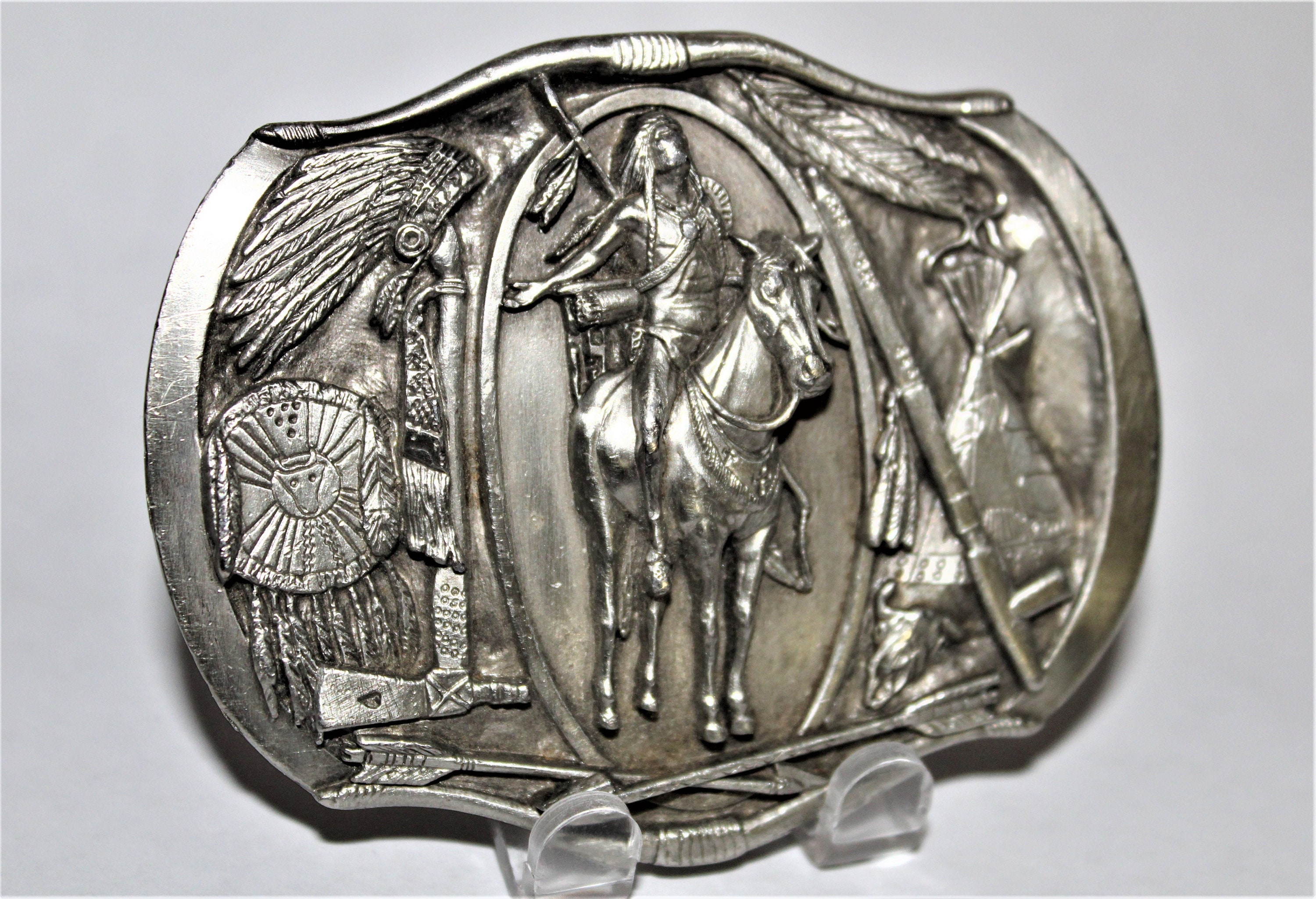 Vintage Belt Buckle / 1984 Bergamot Belt Buckle / American Indian