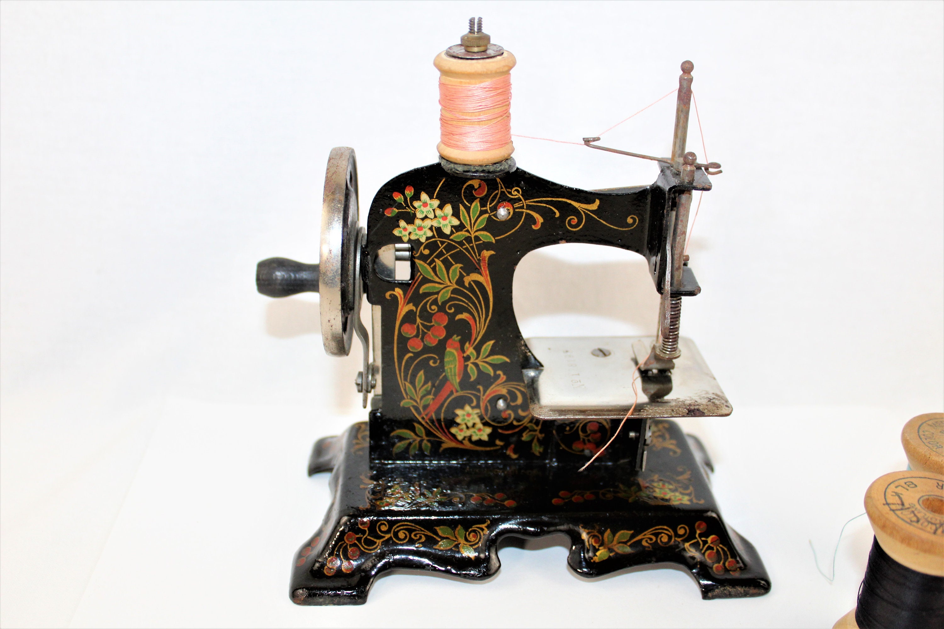 Antique Toy Sewing Machine, Muller Model 2, Hand Crank Sewing Machine