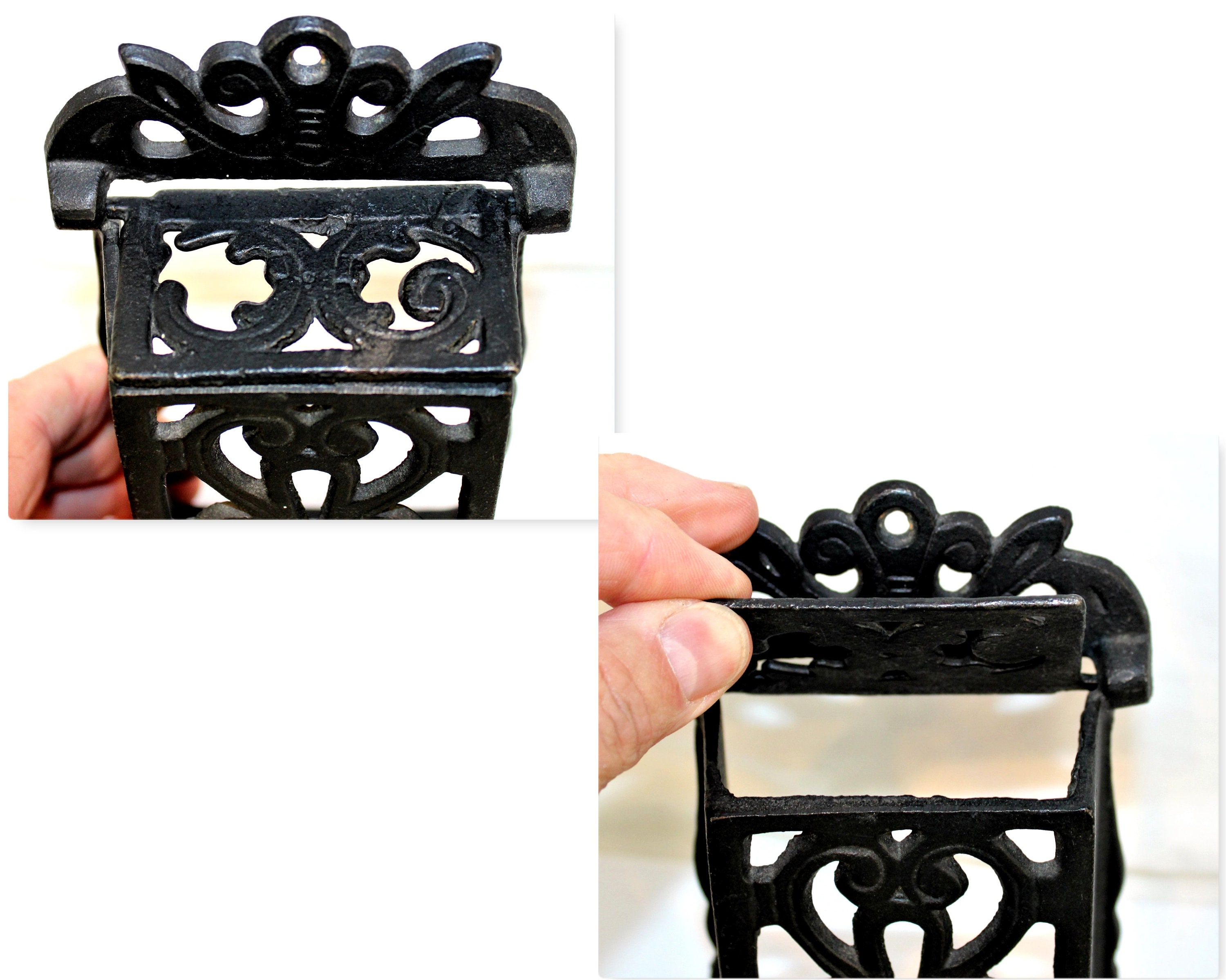 Vintage Cast Iron Match Holder Wall Mount Style