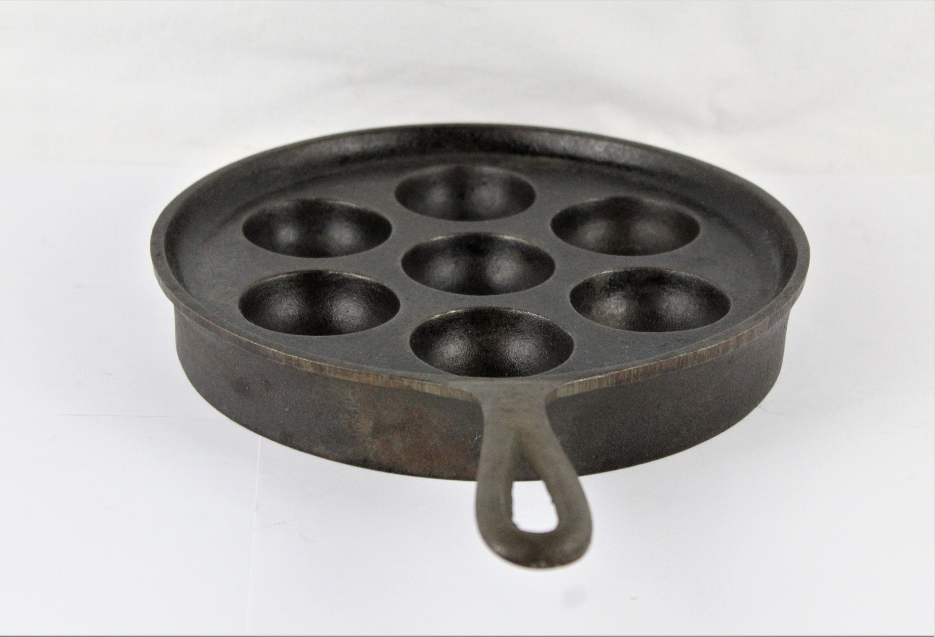 Vintage Cast Iron Danish Aebleskiver Pan, Danish Pancake Pan