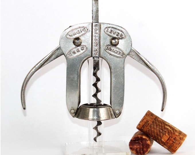 Antique English Magic Lever Cork Drawer, Corkscrew, Wine Bottle Opener