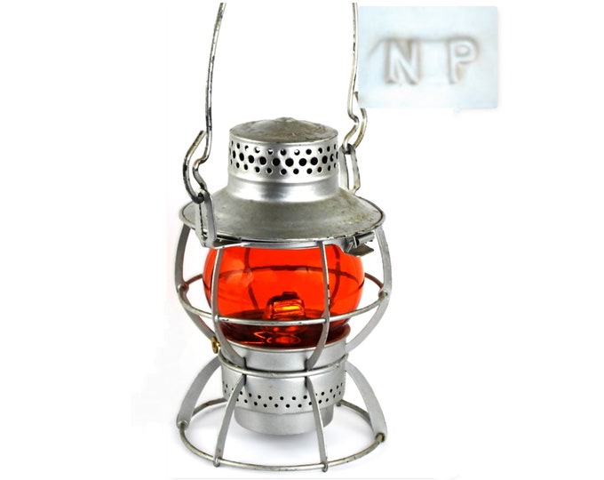 Northern Pacific Railroad Lantern, Amber Globe Lantern, Railroad Memorabilia
