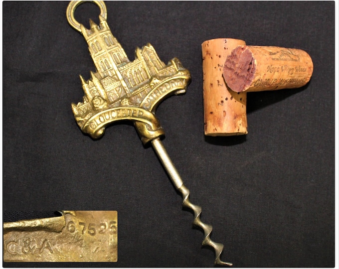 Antique Corkscrew, English Brass Corkscrew, Gloucester Cathedral, Wine Bottle Opener