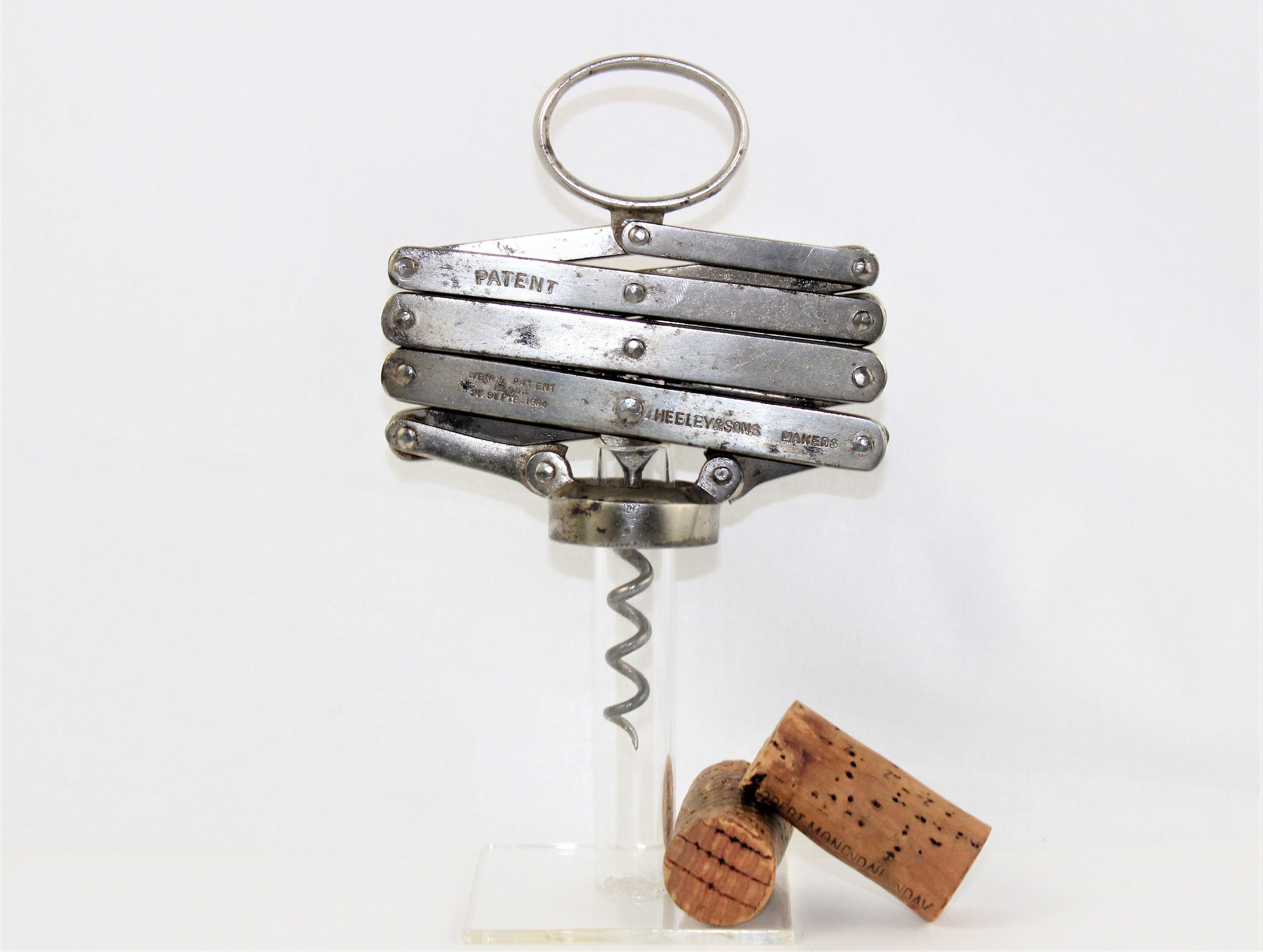 Antique 1884 Wiers Compound Lever Corkscrew, Wine Bottle Opener