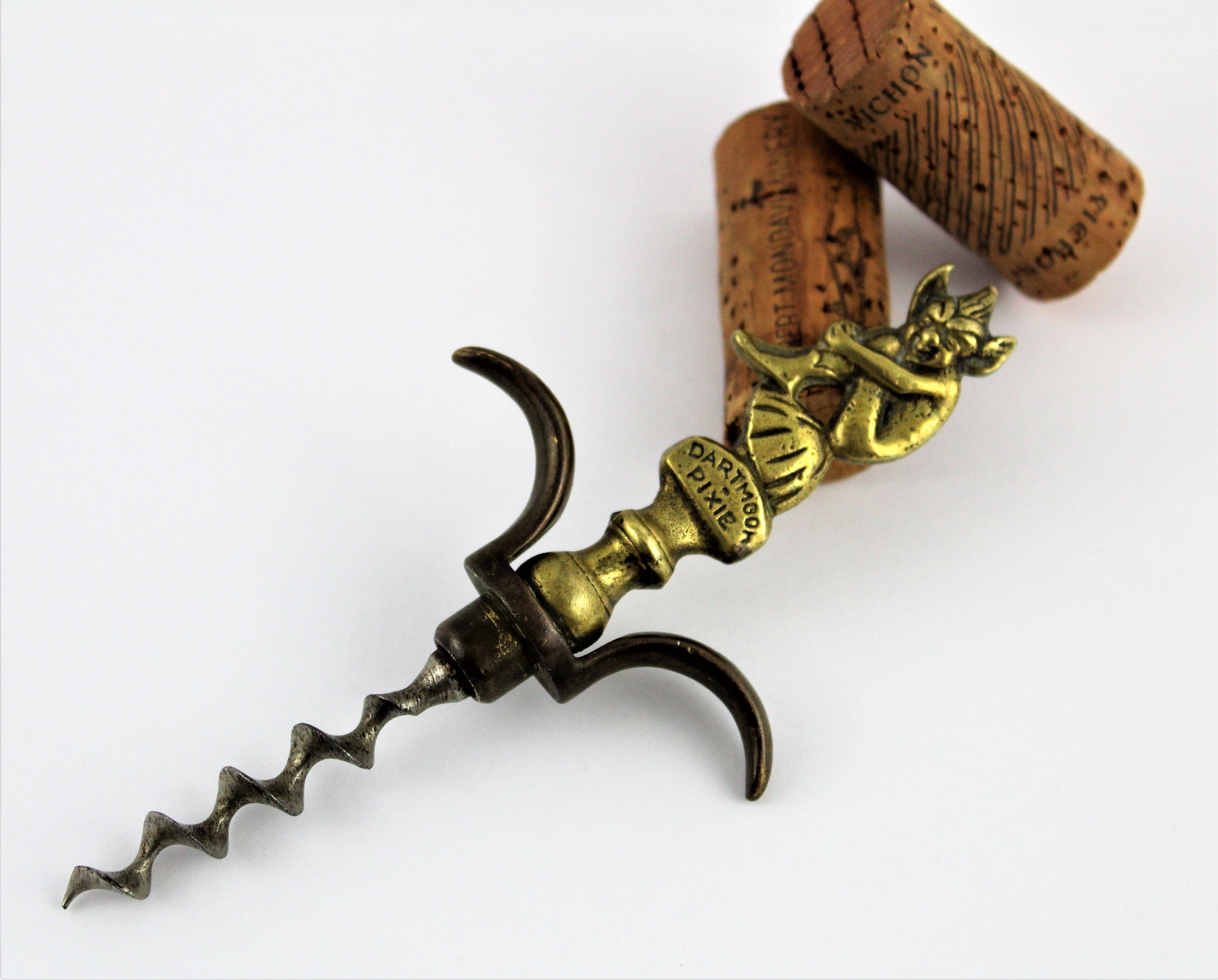 Vintage Corkscrew, 1925 British Brass Dartmoor Pixie Corkscrew, Rd 711001,  Wine Opener