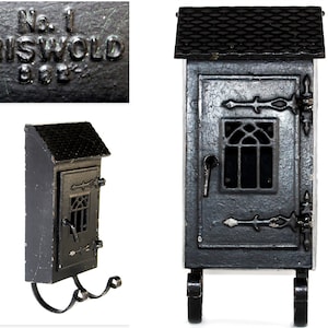 Rare 1890s, Griswold No.1 Cast Iron Mailbox with Newspaper Holder