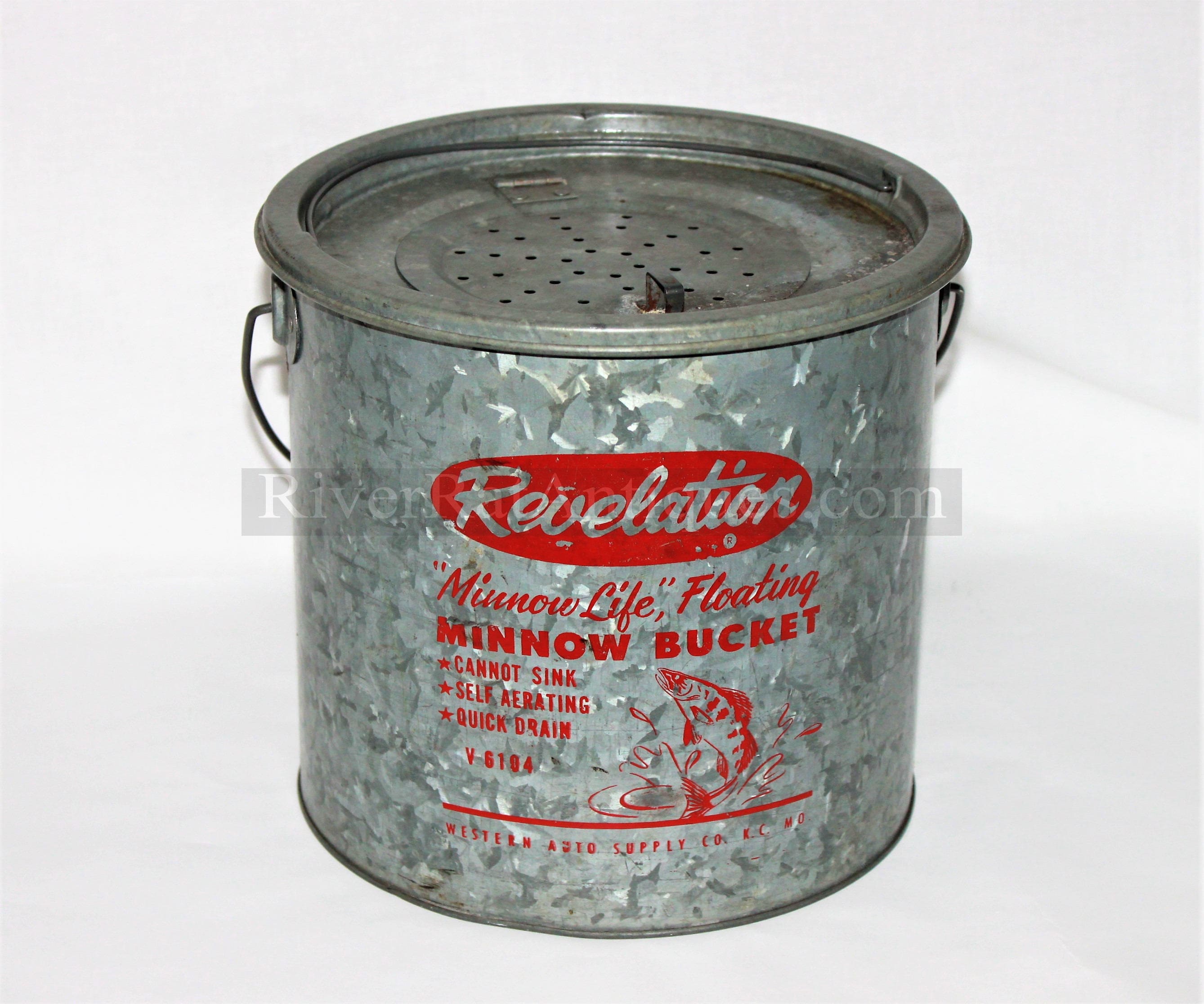 Revelation ''Minnow Life” Floating Minnow Bucket Model V6104 Galvanized