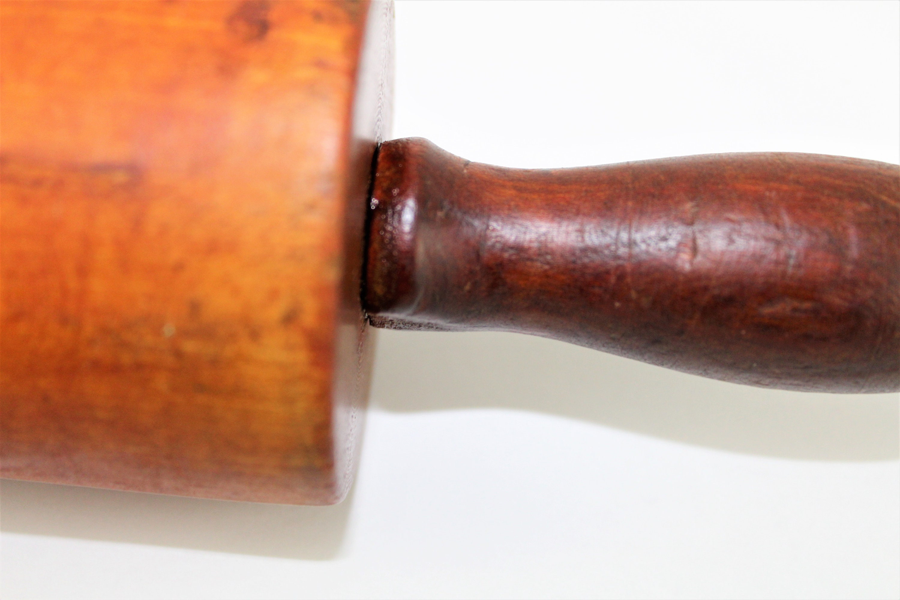 Vintage Wood Rolling Pin, TwoTone Hardwood, Bakers Rolling Pin