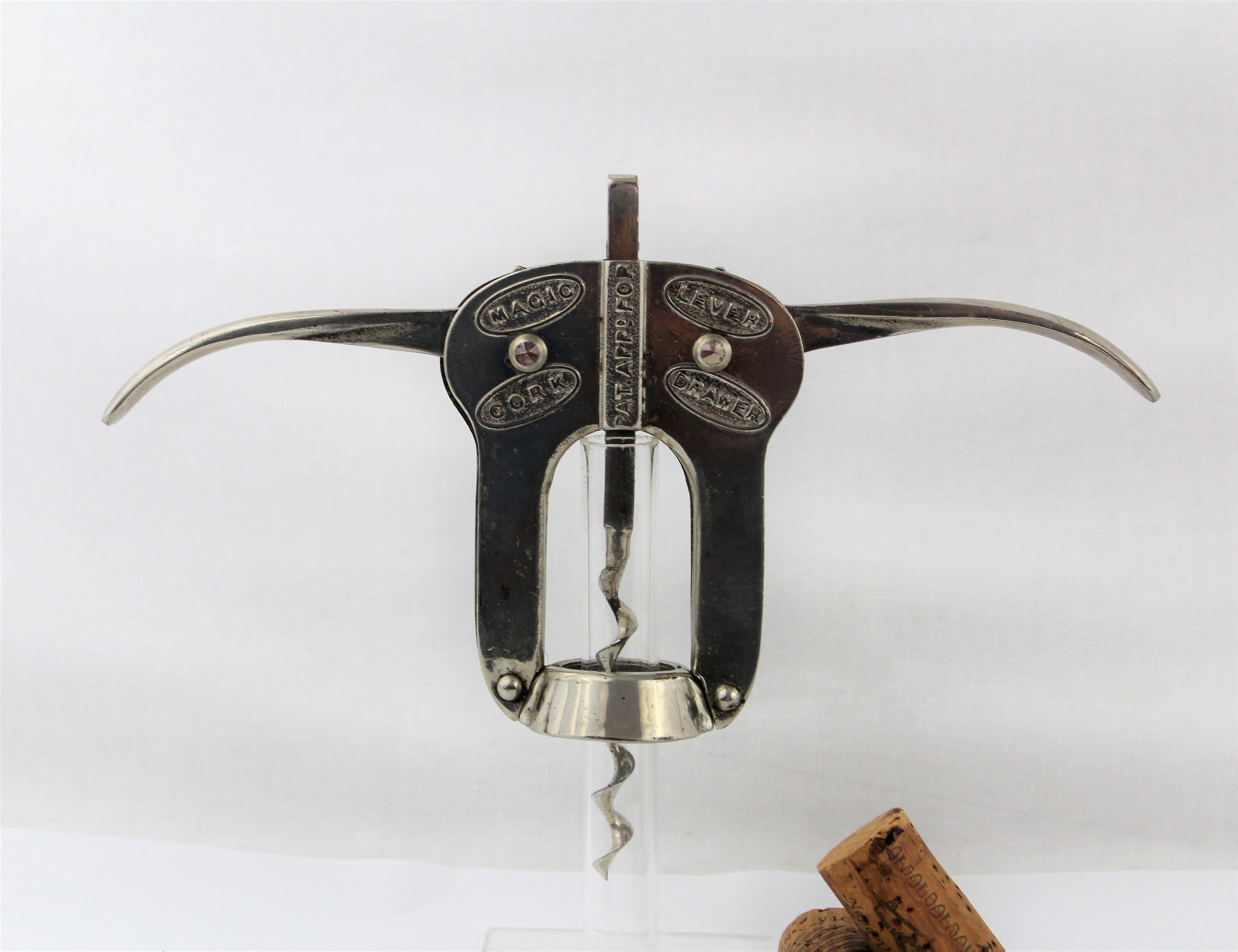 Antique Corkscrew, English Magic Lever Cork Drawer, Corkscrew, Wine Opener
