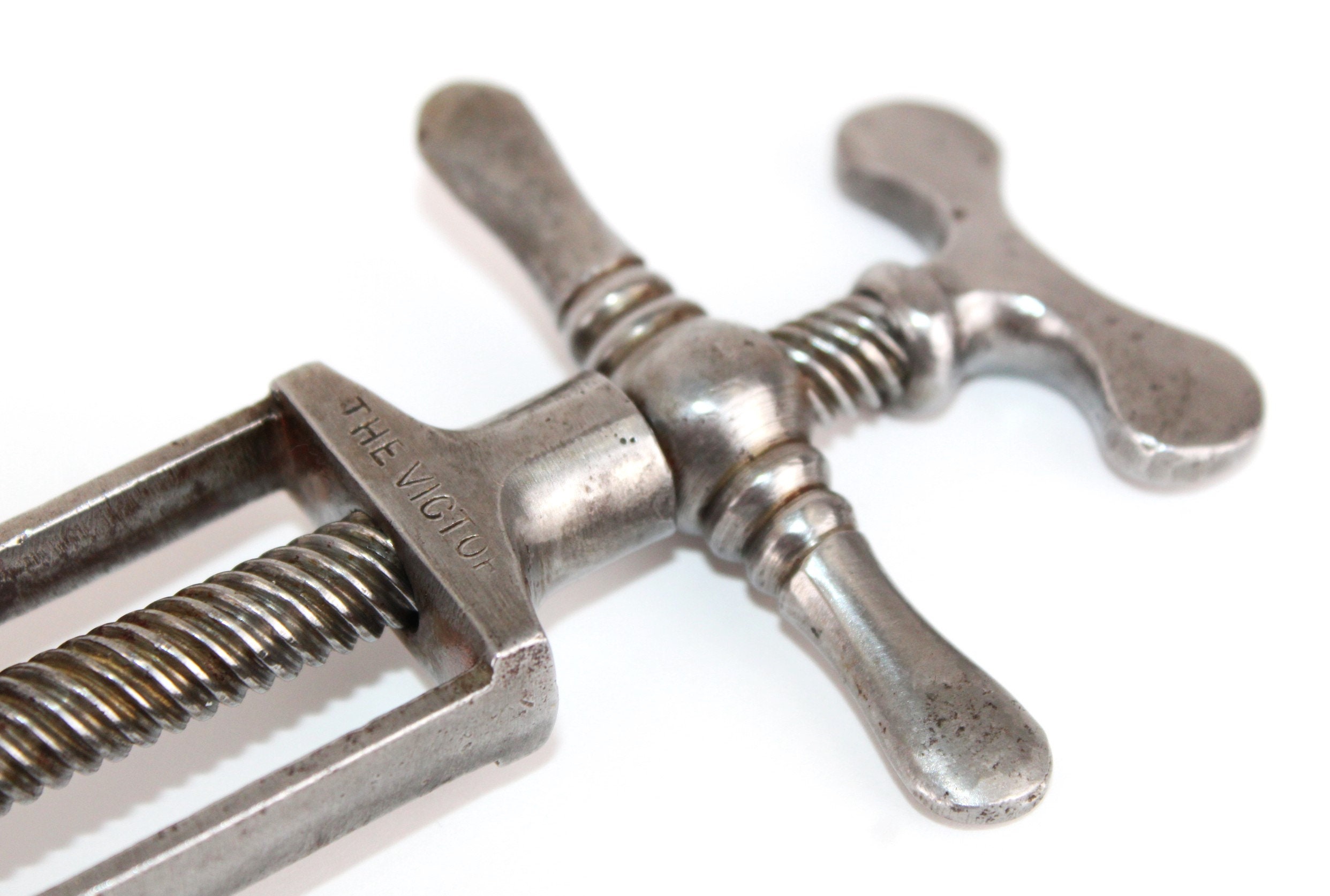 Antique 1880s English Corkscrew, The Victor, Wine Bottle Opener