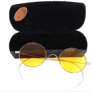 Antique 1880s Yellow Driving Glasses, Sunglasses