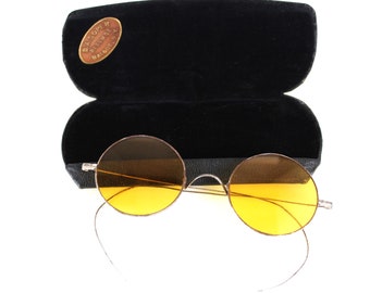 Antique 1880s Yellow Driving Glasses, Sunglasses