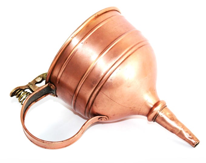 Antique Copper Funnel, Volume Control Filtering Funnel