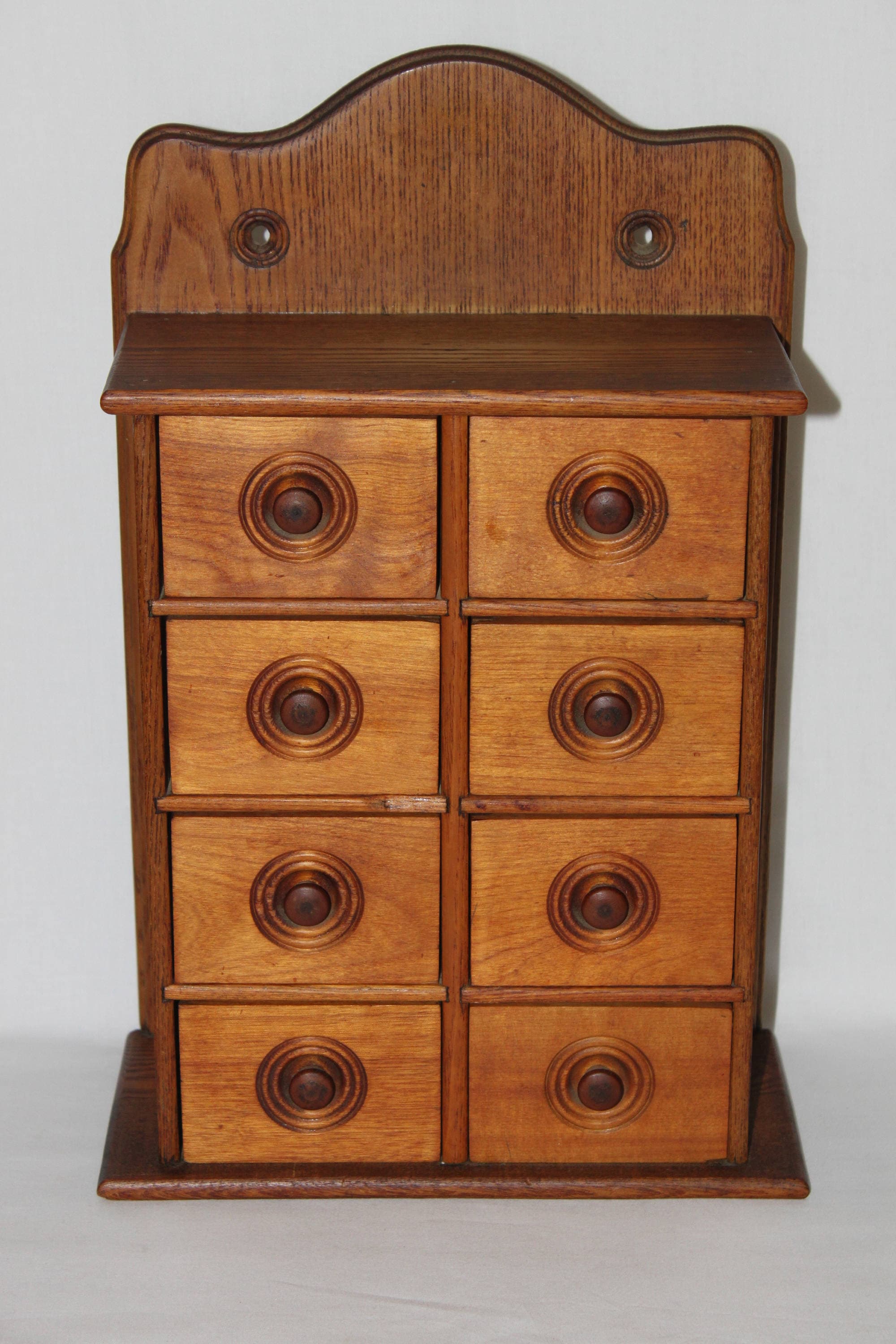 Vintage Eight Drawer Wood Spice Box, Spice