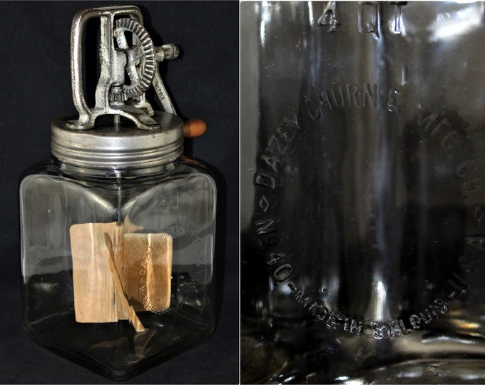 Antique 1910, Glass Dazey Butter Churn 4-Quart