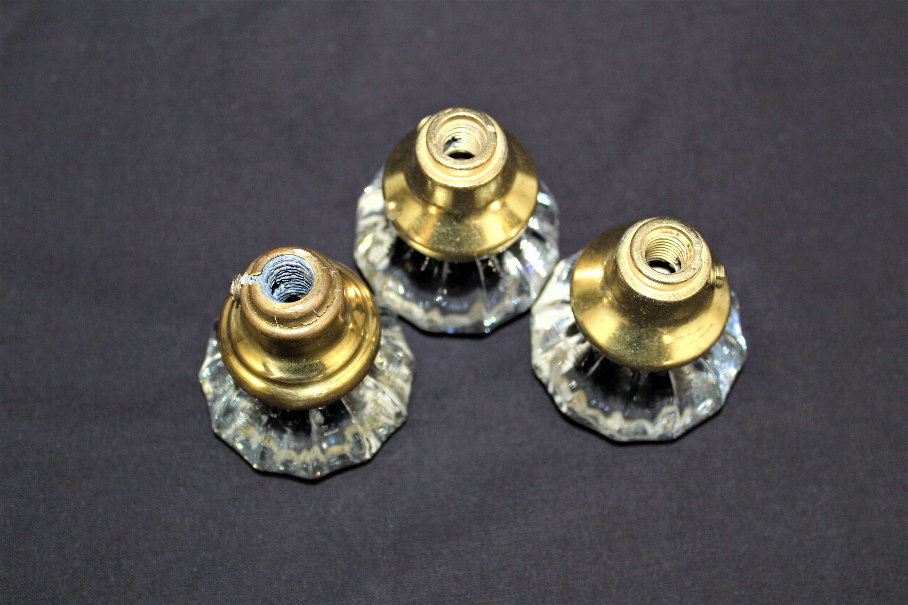 Three Vintage Crystal Glass Door Knobs