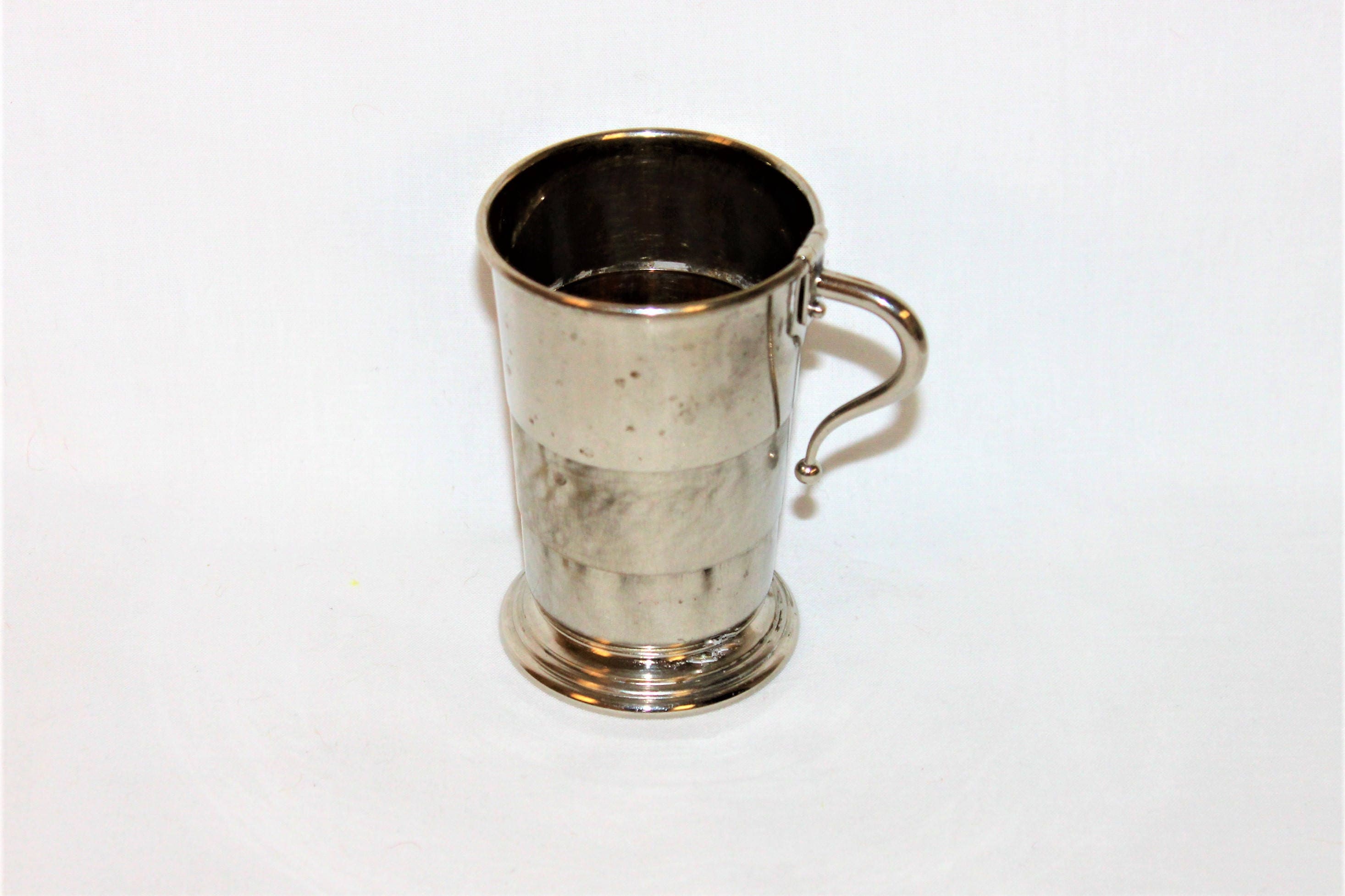 Vintage Silver Plated Brass Collapsible Travel Cup, English Hunting cup