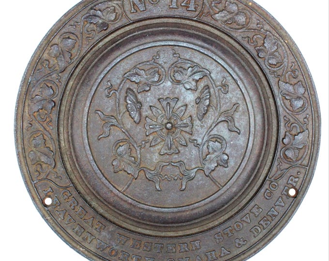 Antique 1800s, Great Western Stove Co. No.14 Flue Cover