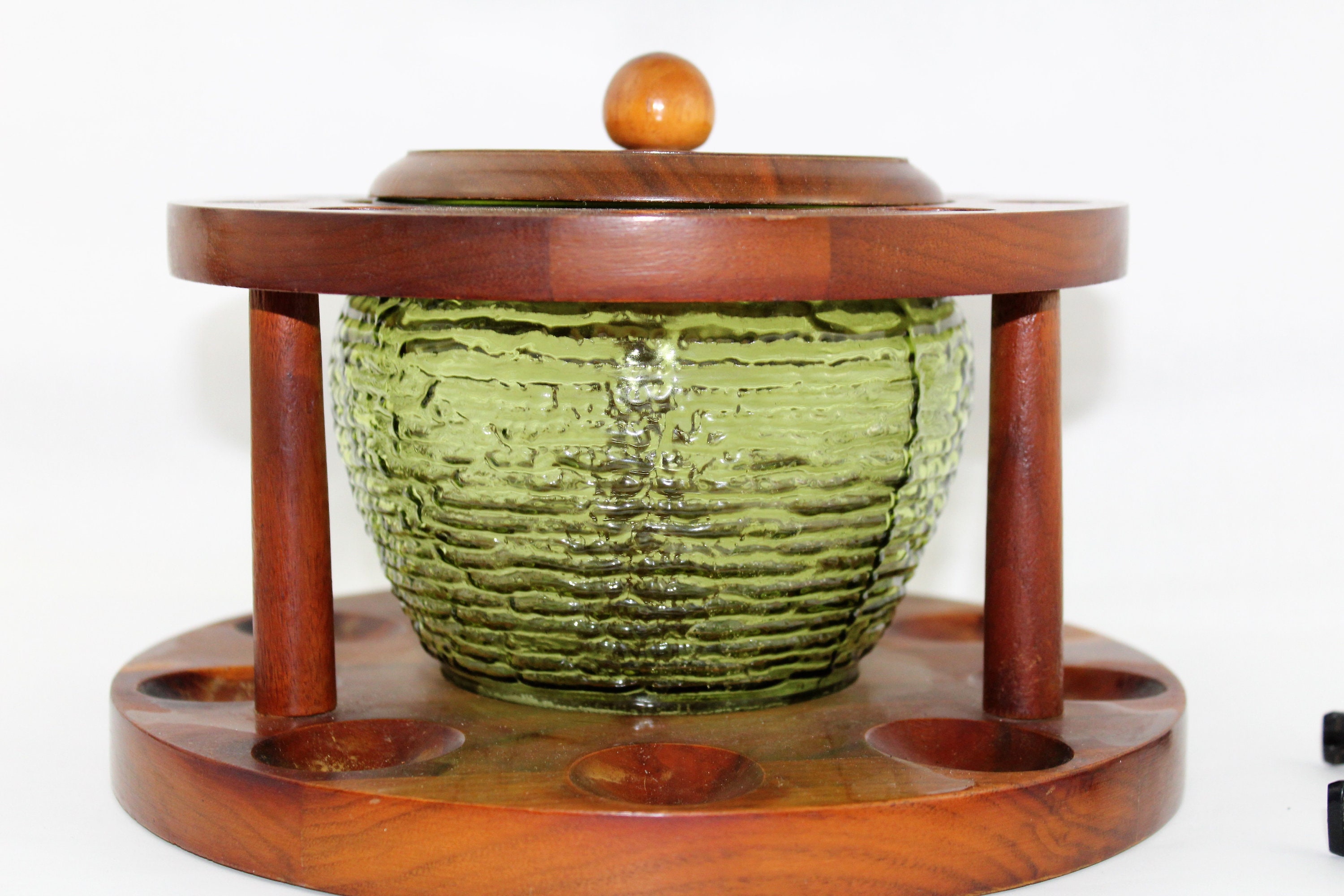 1960s Fairfax Tobacco Humidor and Walnut Pipe Stand with Pipes