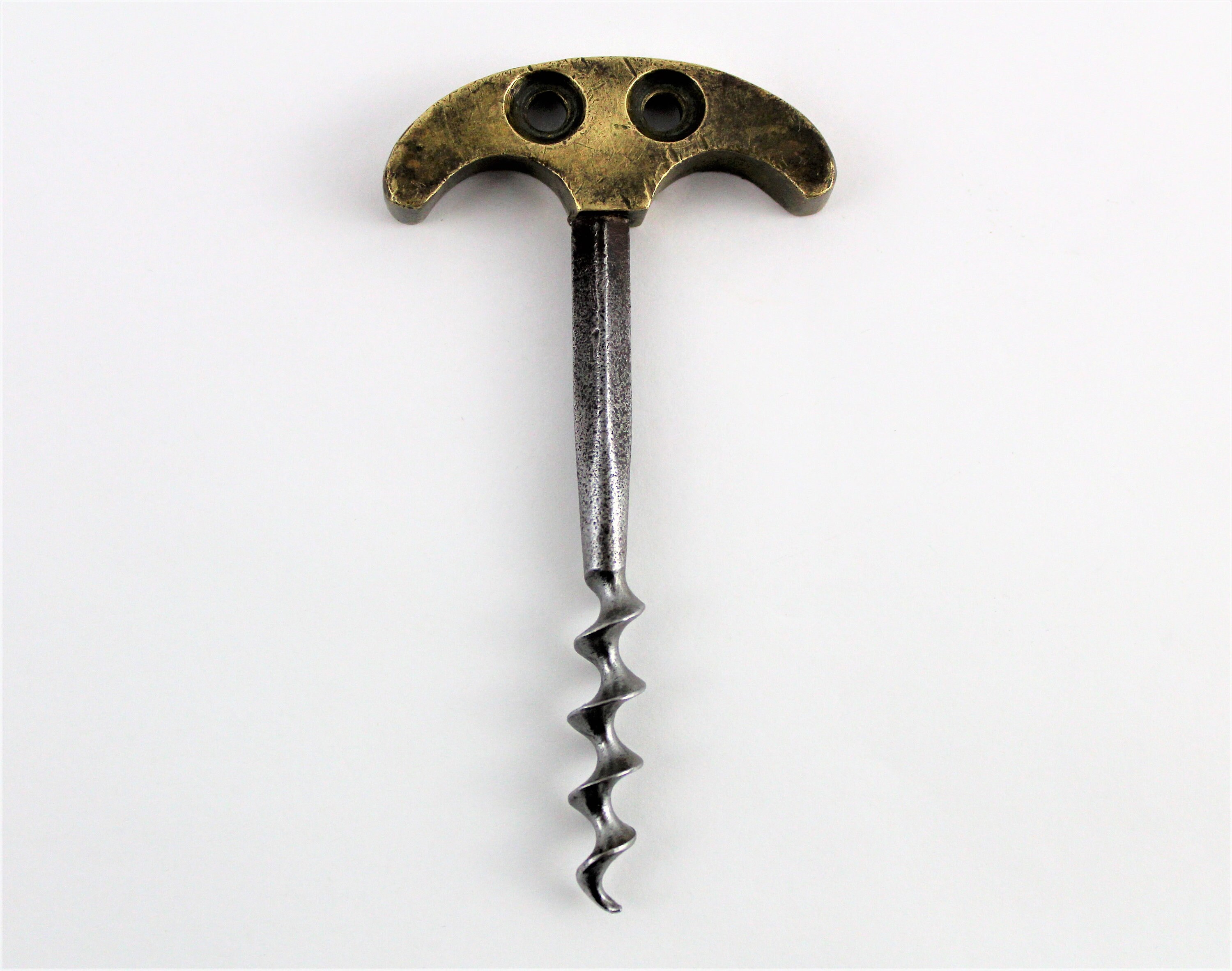 Antique French Corkscrew, MidSized Corkscrew with Brass Crescent