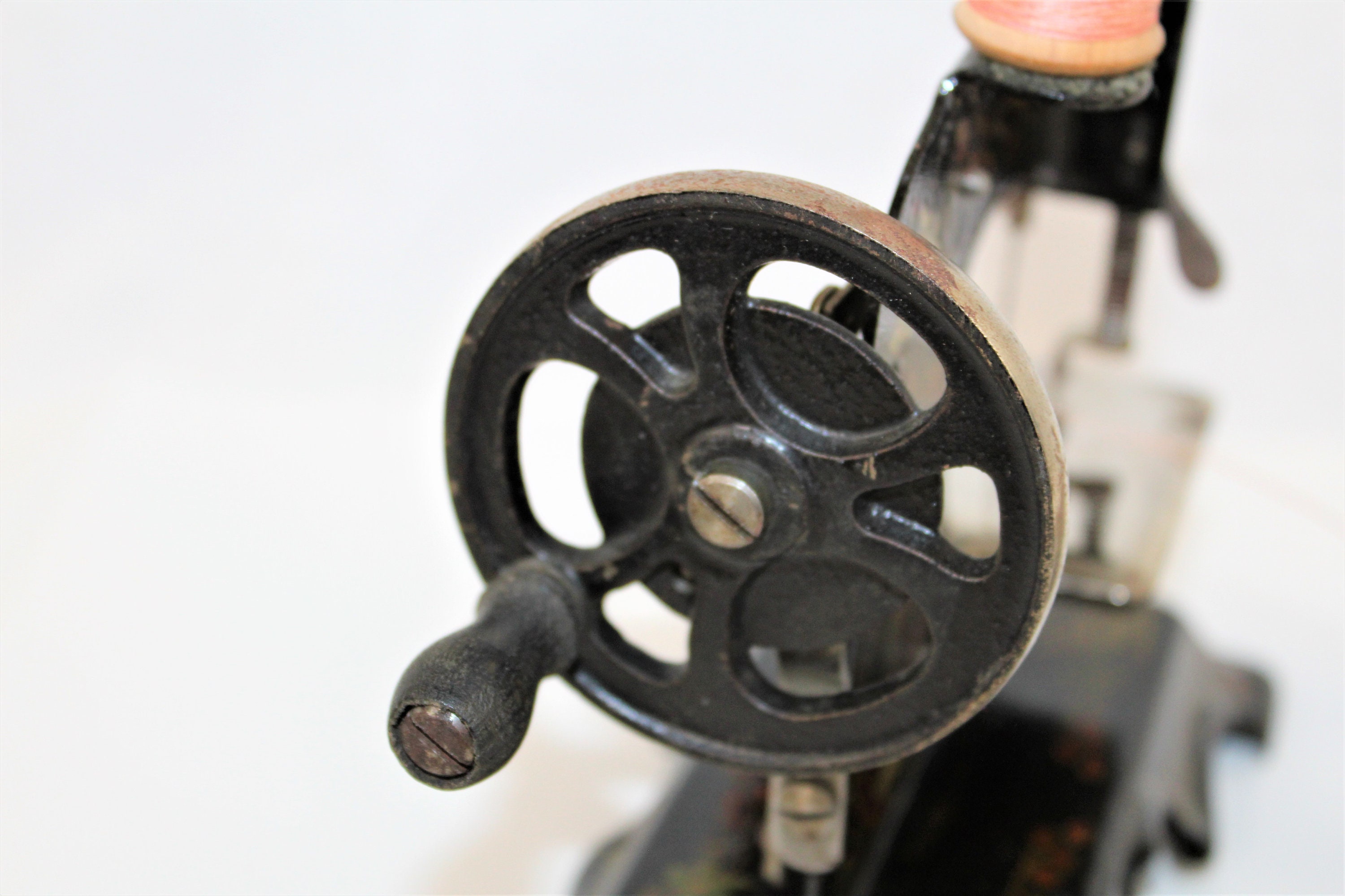 Antique Toy Sewing Machine, Muller Model 2, Hand Crank Sewing Machine