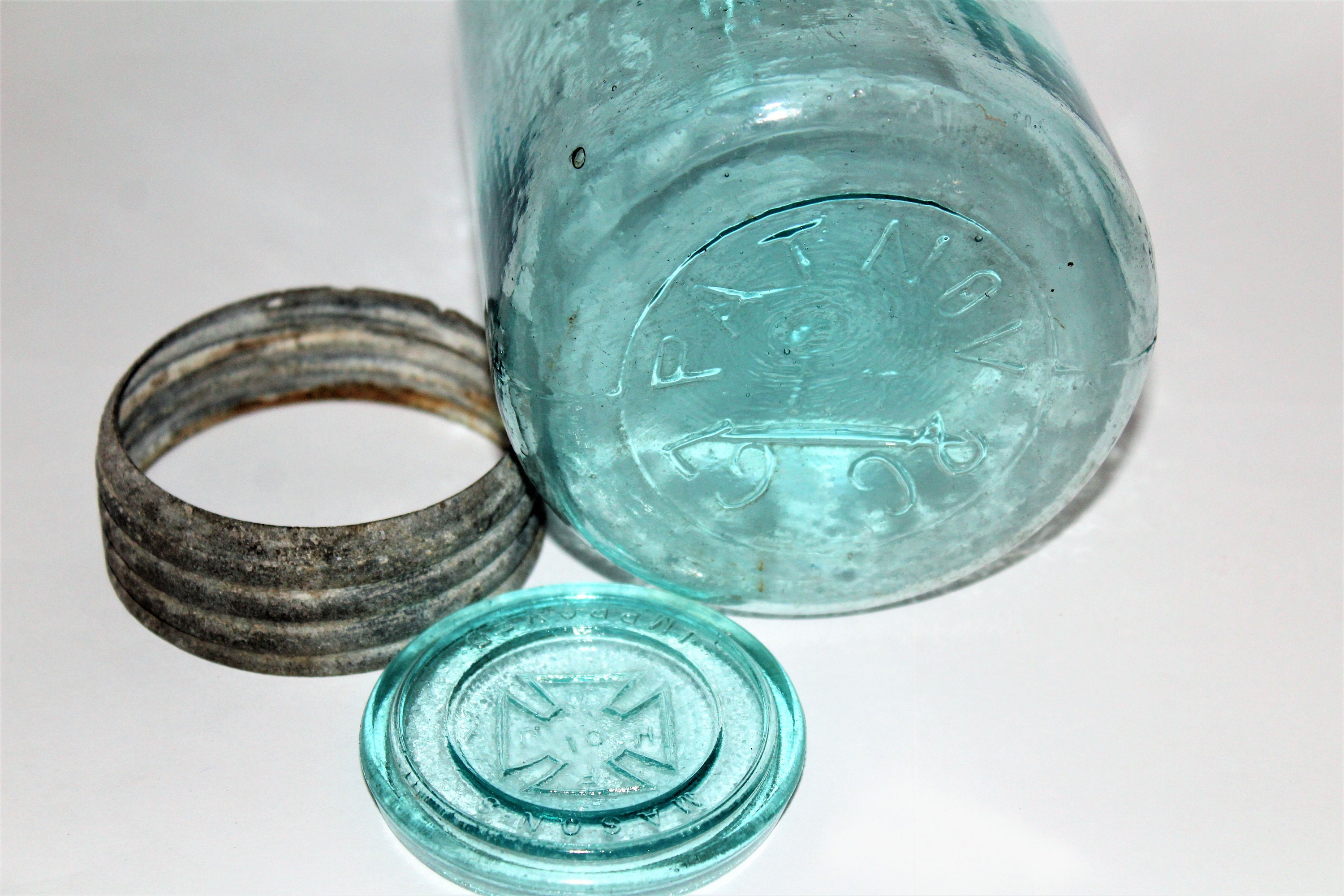 Antique Fruit Jar / Masons Improved Fruit Jar / Half Gallon Jar