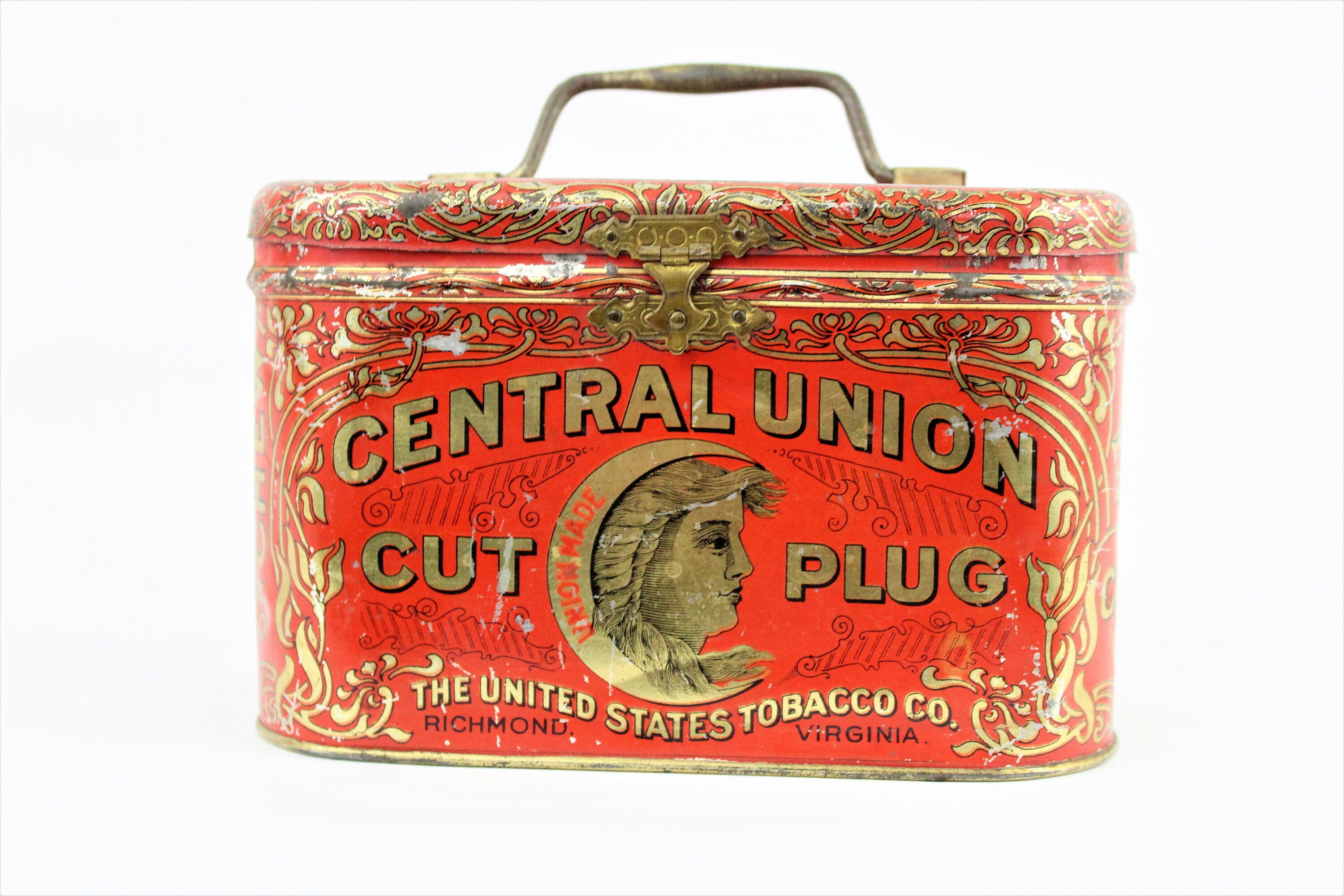 Antique Tobacco Tin / Central Union Tobacco / Tobacco Tin / Tobacciana