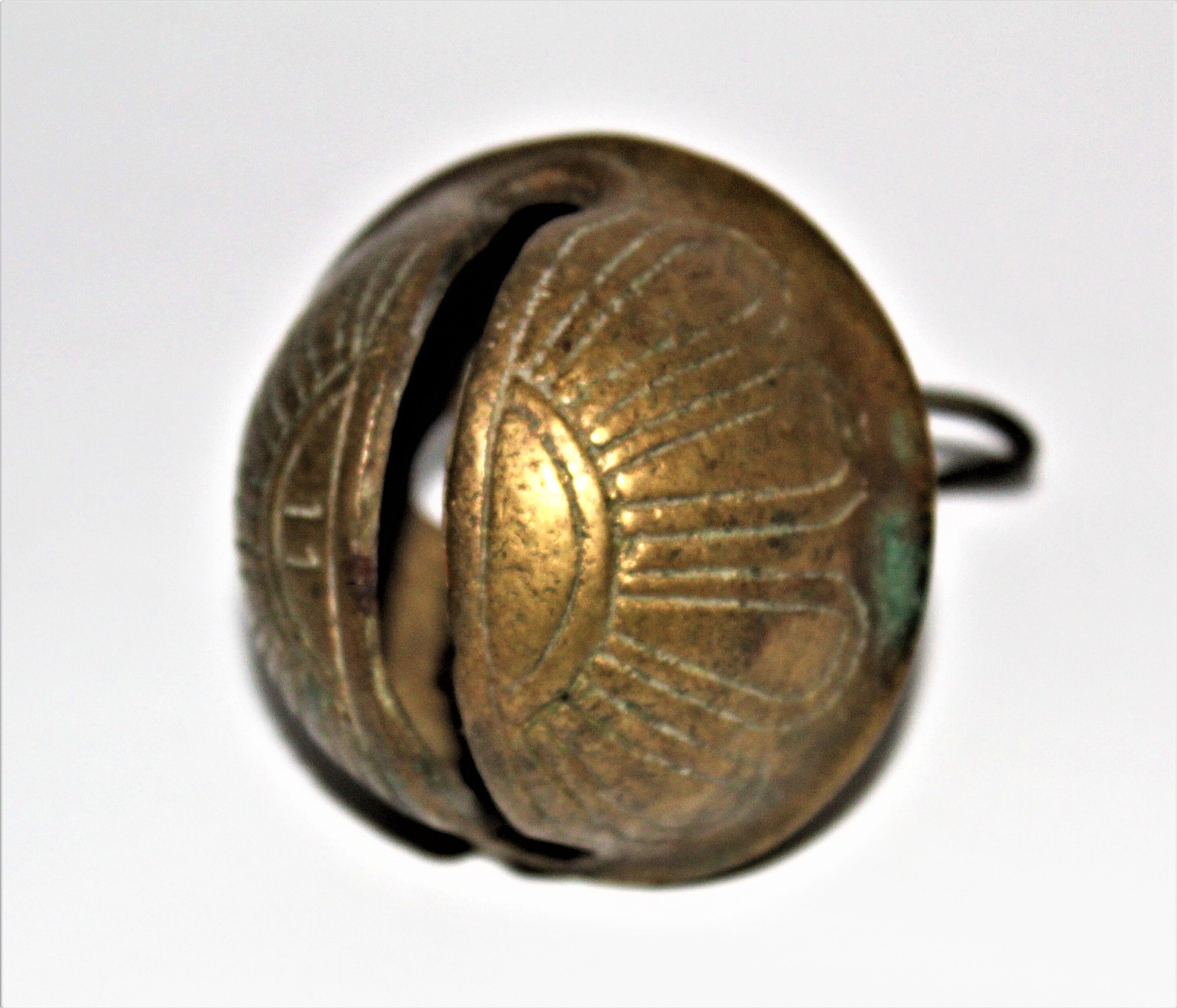 Antique Brass 11 Double Petal Sleigh Bell, Jingle Bell, Petal Bell