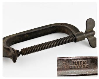 Antique Industrial Clamp, 6” MARK Chicago C-Clamp